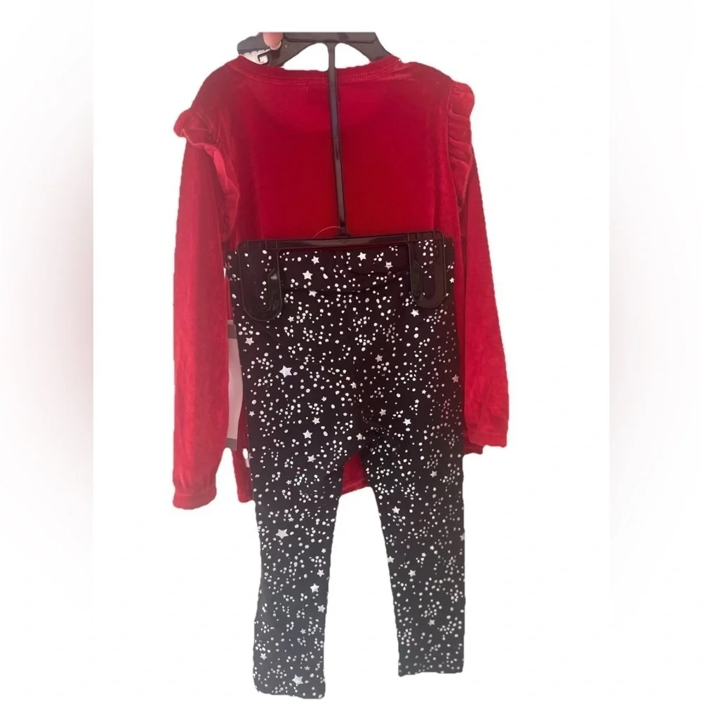 BCBG Girls' Red Velvet 2 Piece outfit Leggings Velvet Set Outfit Pick Size